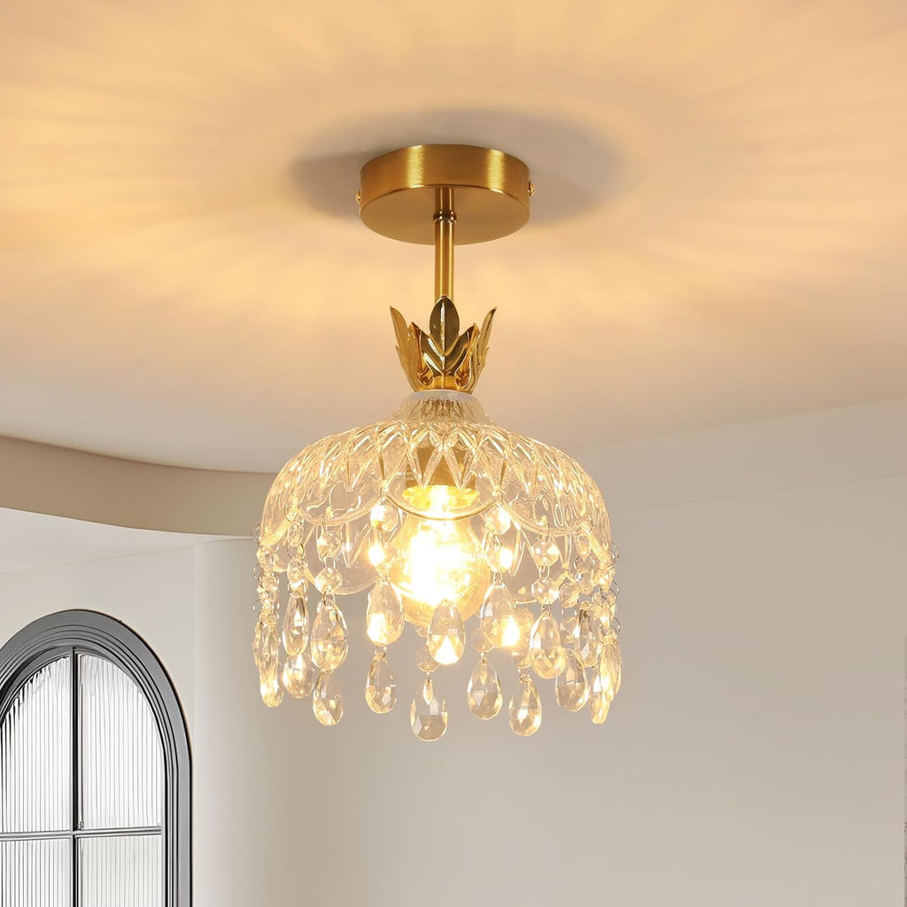 Kronleuchter – Goldglasrahmen, warmes Licht