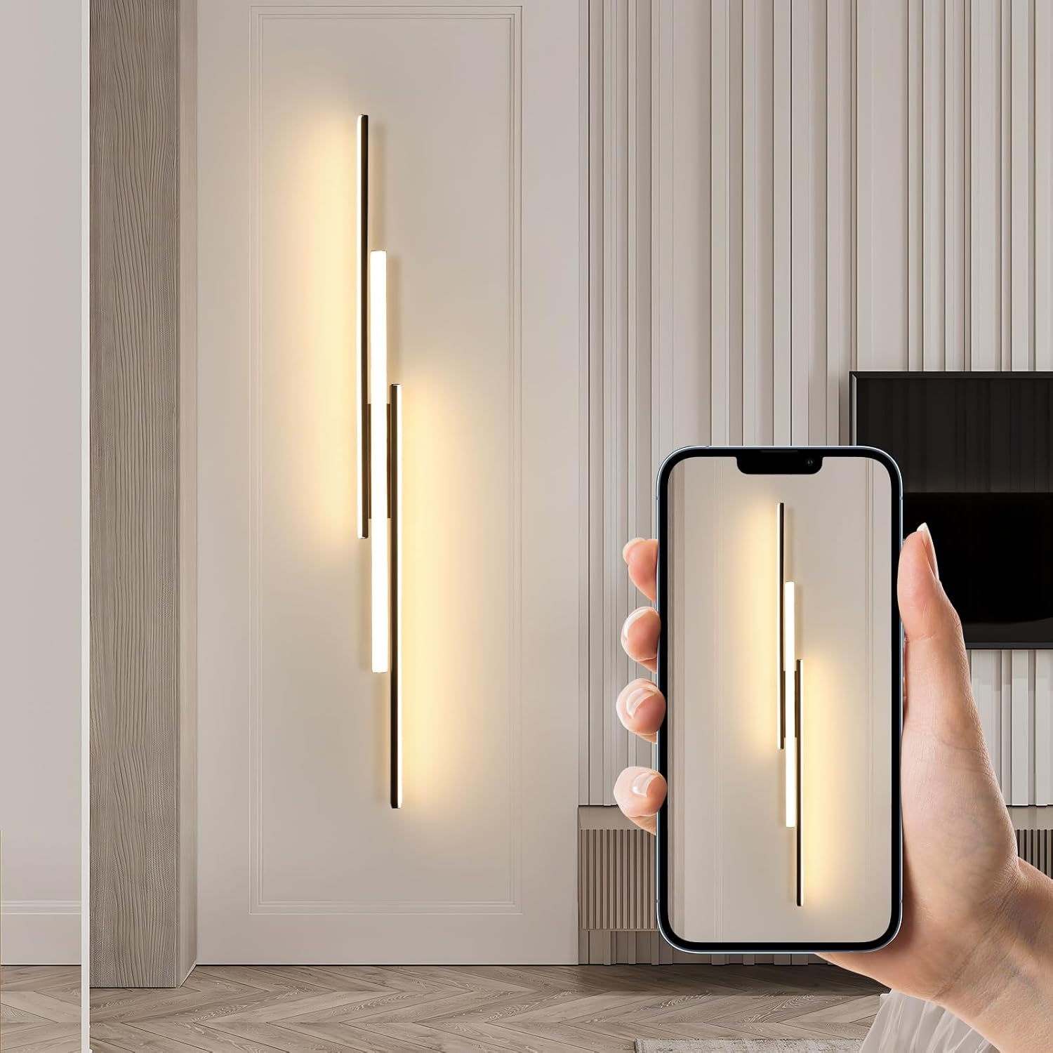 Wall Light - Black Aluminium Frame, Warm Light