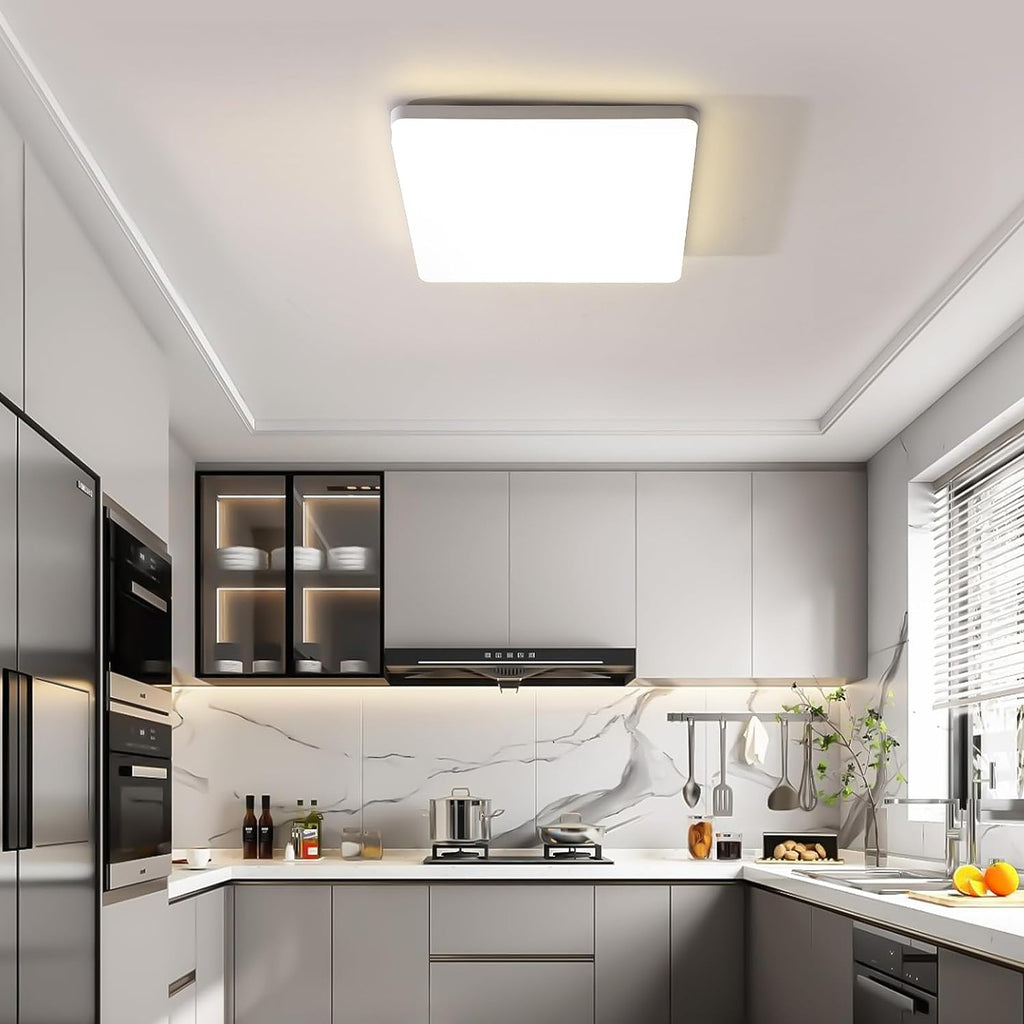 Ceiling Light - White Plastic Frame, Natural Light