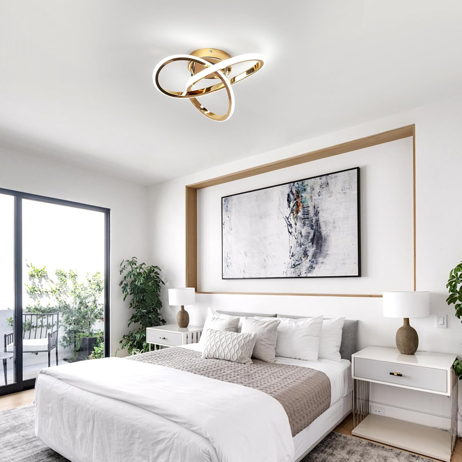 Ceiling Light - Gold Aluminium Frame, White Light