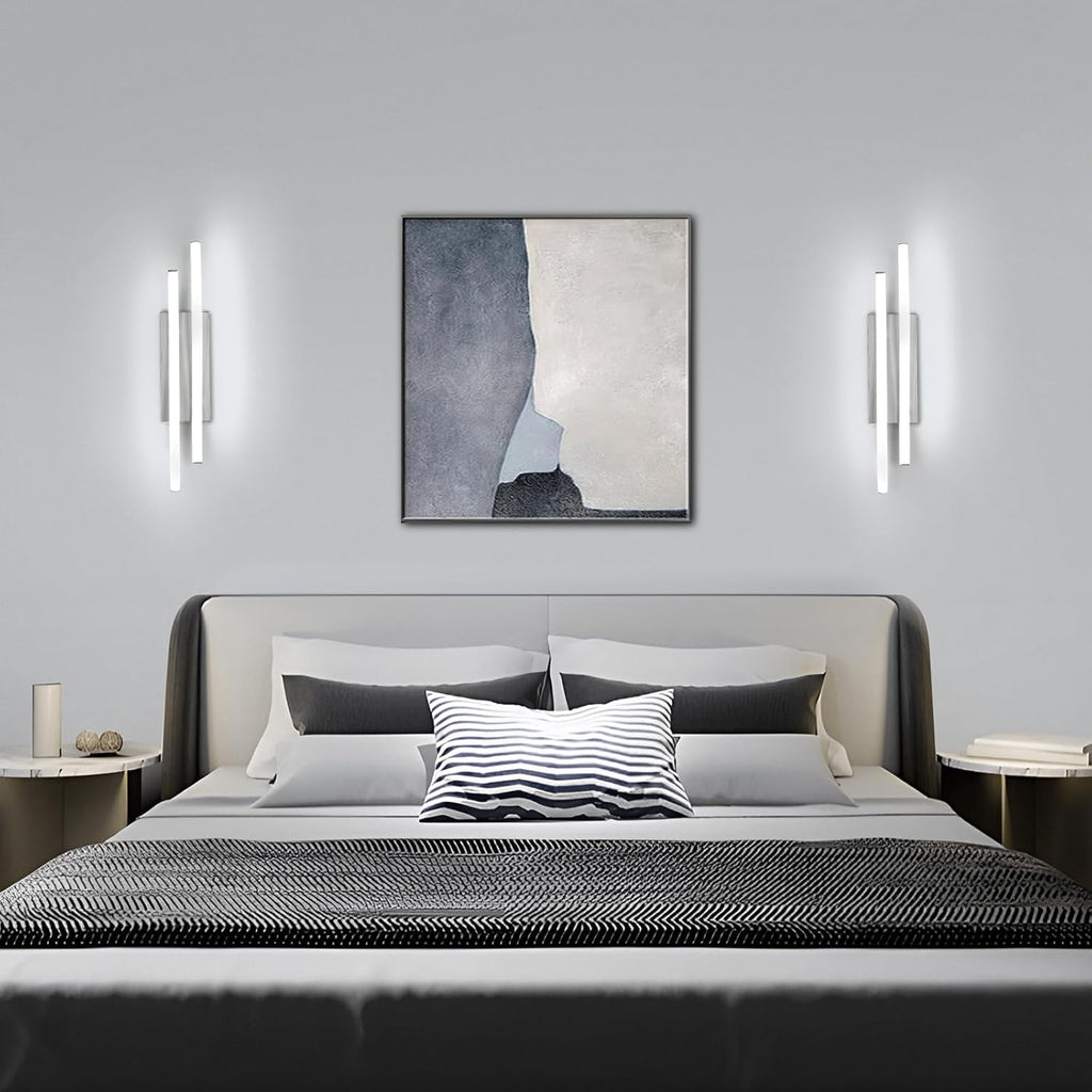 Applique - Telaio in Alluminio Argento, Luce Bianca