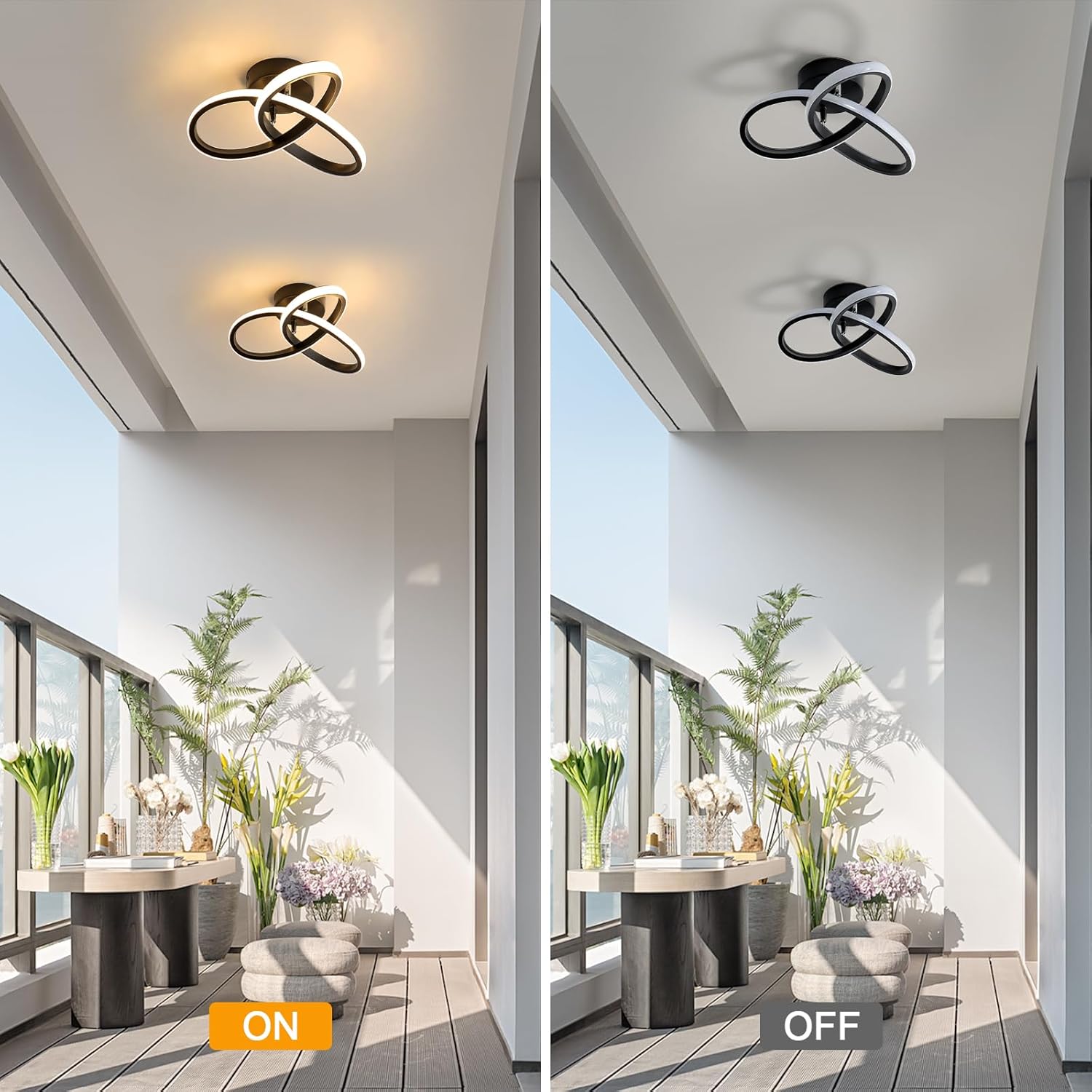 Ceiling Light - Black Aluminium Frame, Warm Light