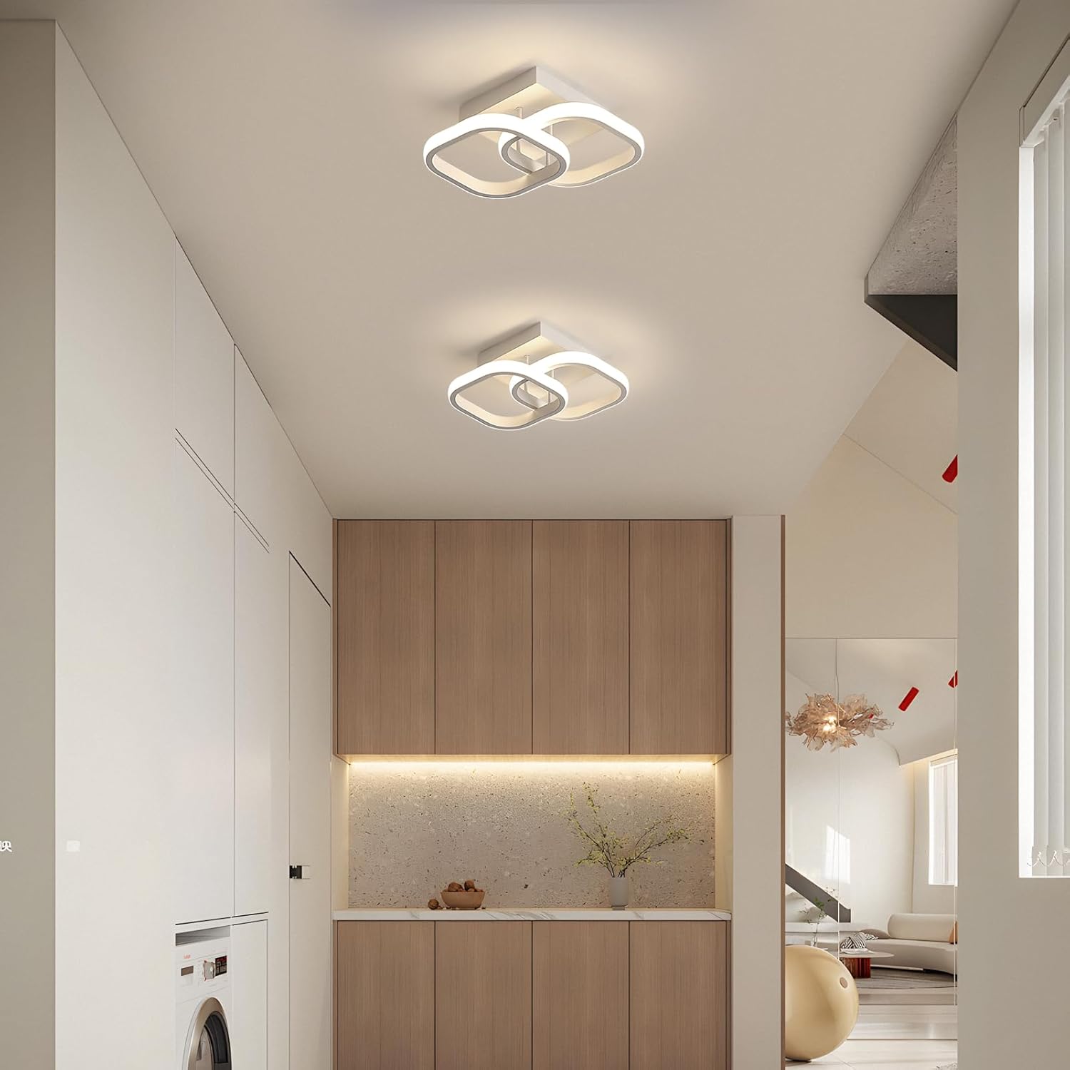 Comely Lot de 2 Plafonniers LED Modernes, 24W 2700LM Petit Plafonnier LED Carré Luminaires Intérieur pour Chambre Salon Allée Couloir Balcon, Lumière Naturelle 4500K, Blanc 24cm