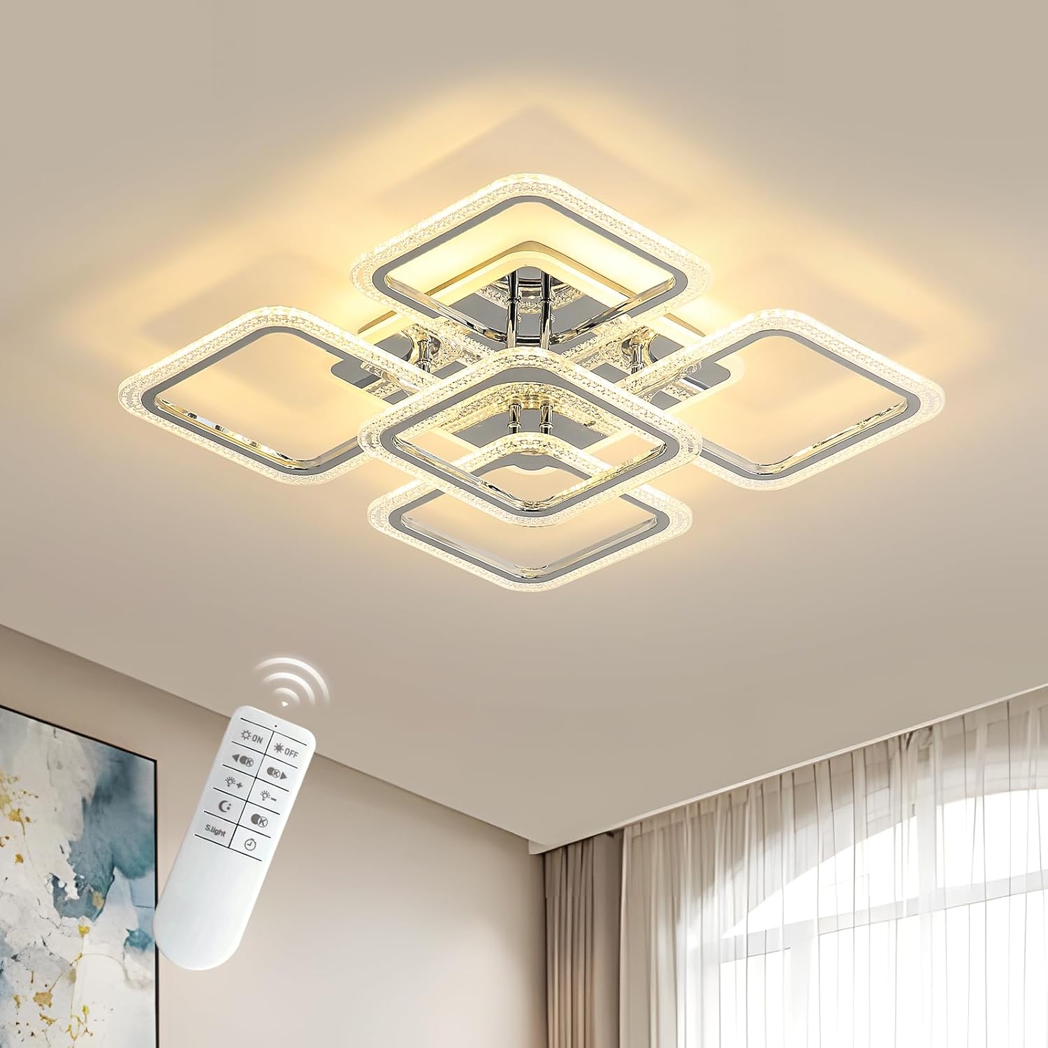 Ceiling Light - Chrome Acrylic Frame, Tunable and Dimmable
