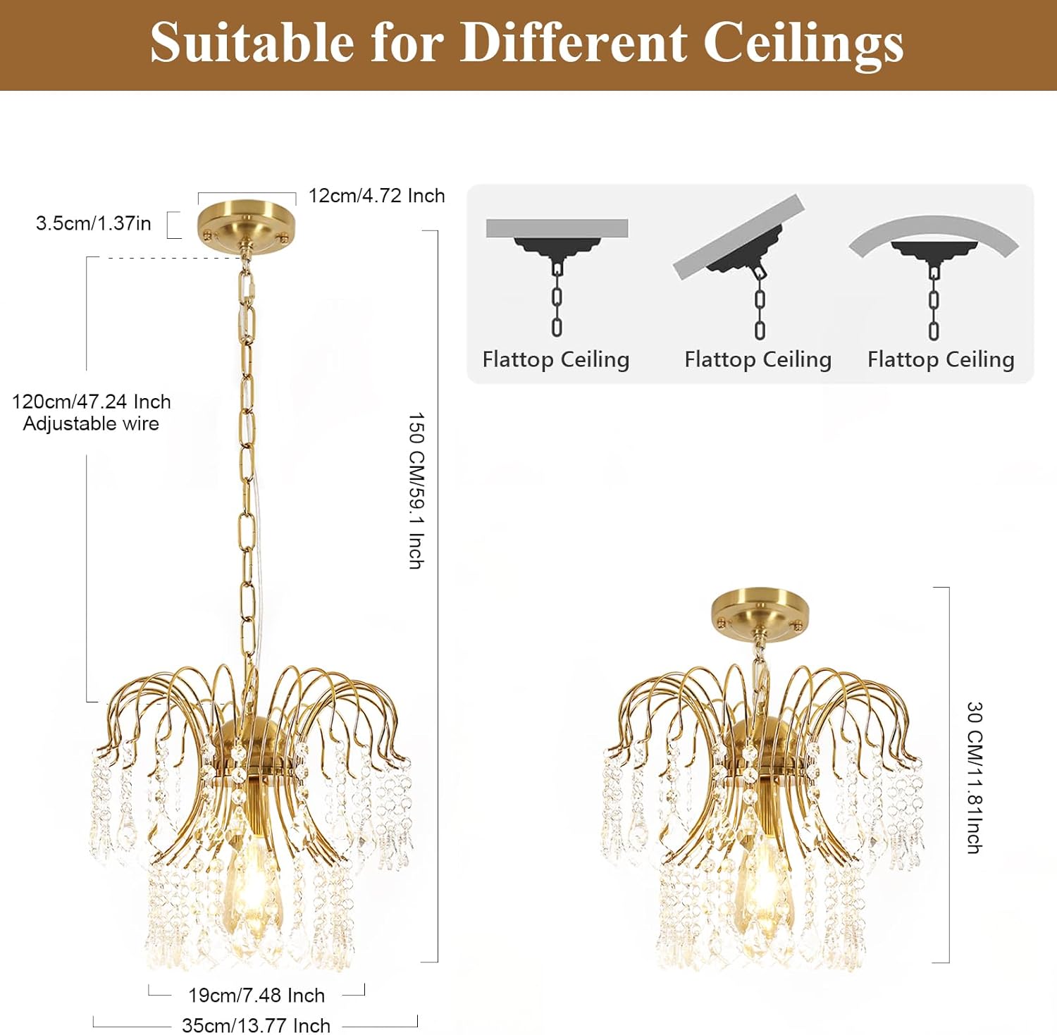 Chandeliers - Gold Metal Frame