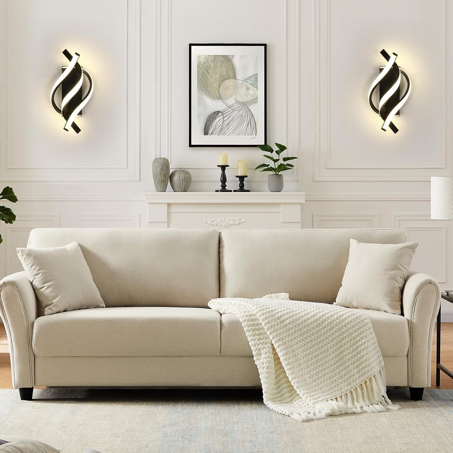 Applique da Parete - Struttura in Alluminio Nero, Luce Naturale
