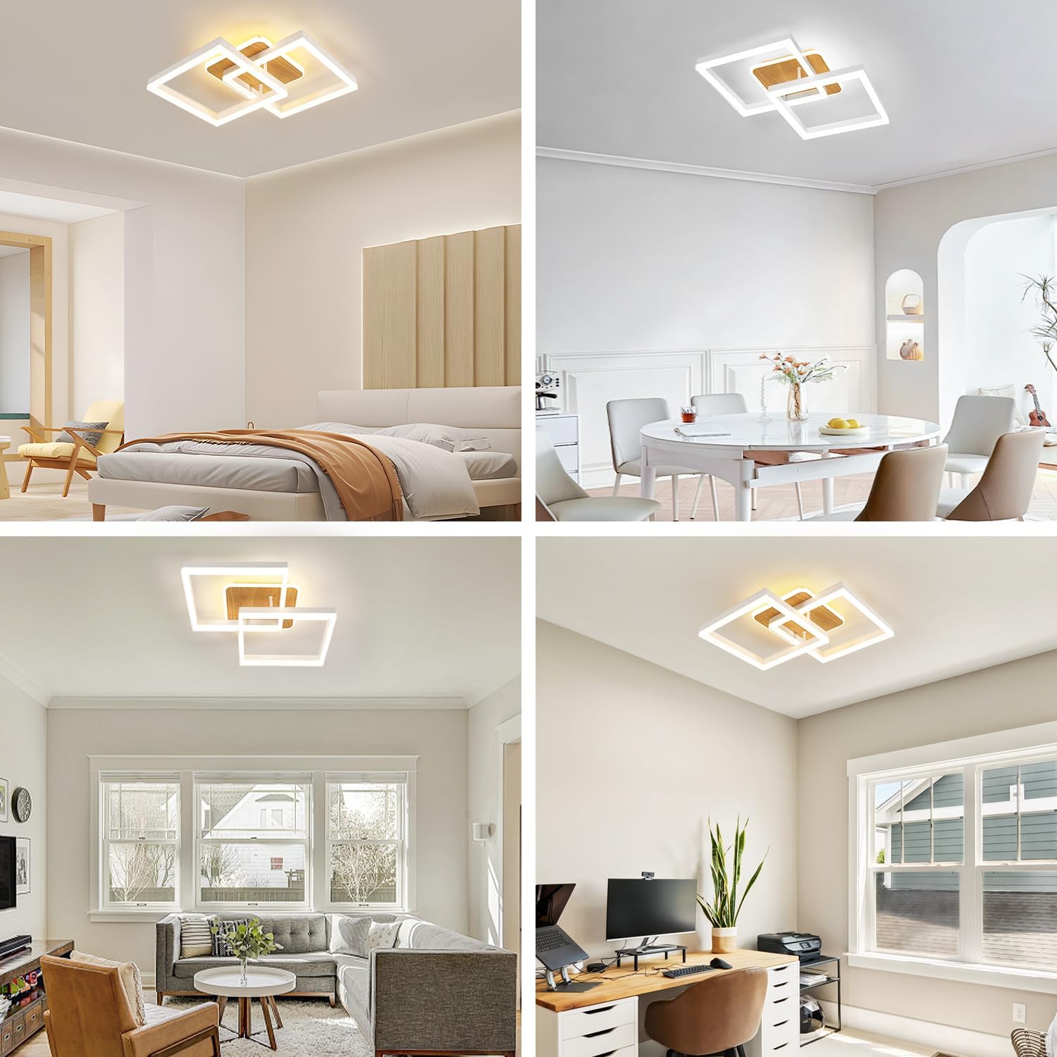 Ceiling Light - Wood Acrylic Frame, Tunable and Dimmable