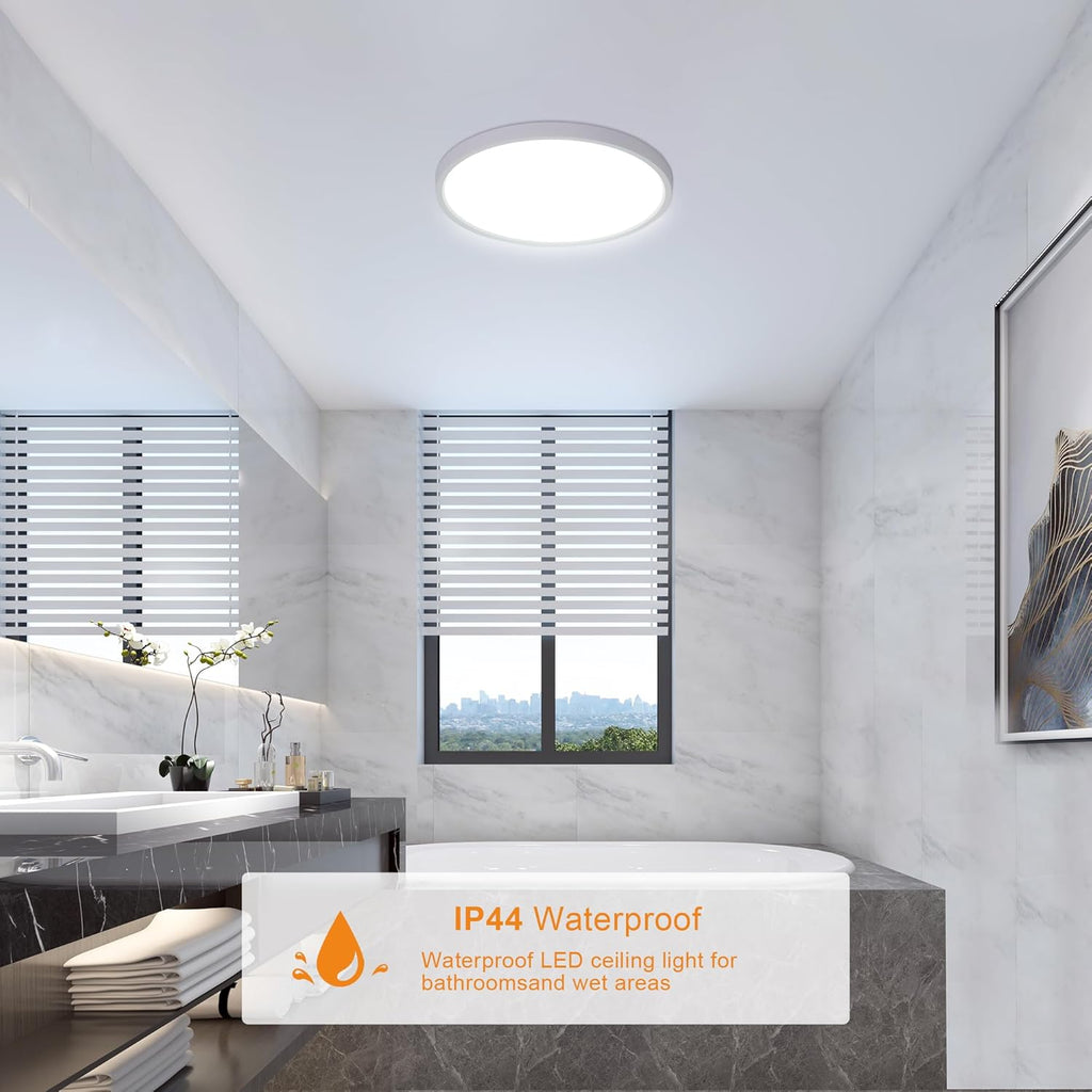 Ceiling Light - White Plastic Frame, White Light