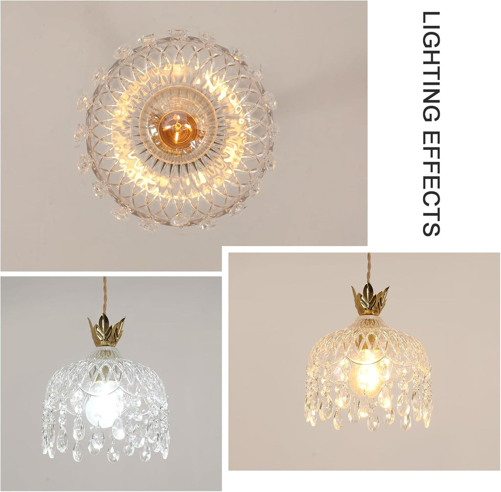 Chandeliers - Gold Glass Frame, Warm Light