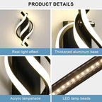 Applique da Parete - Struttura in Alluminio Nero, Luce Naturale