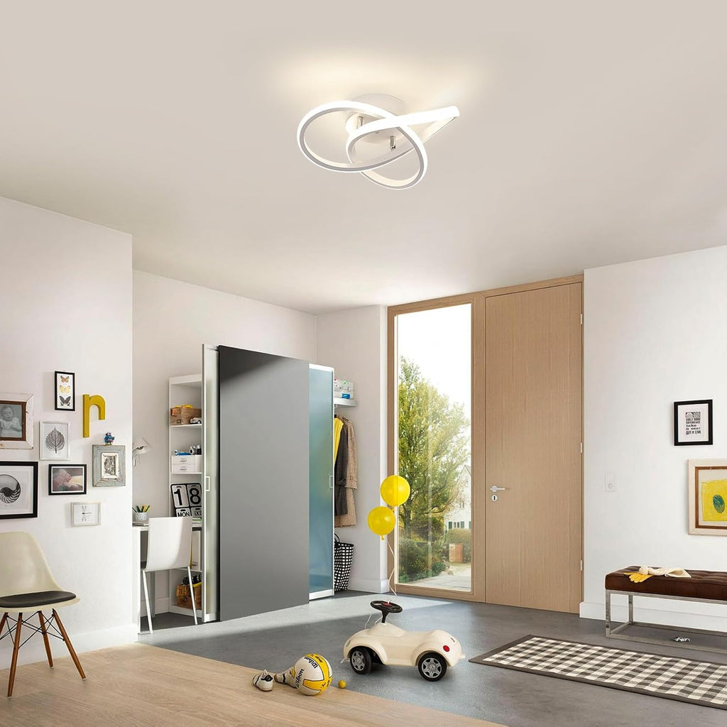 Comely Plafonnier LED Moderne, Lampe de Plafond 30W 3375LM en Forme de Fleur Créative, Plafonnier Luminaire pour Chambre à Coucher, Couloir, Cuisine, Salle de Bain, Blanc, Lumière Naturelle 4500K