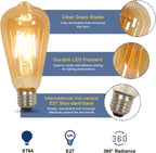 LED Light Bulbs - Amber Glass Frame, Warm Light