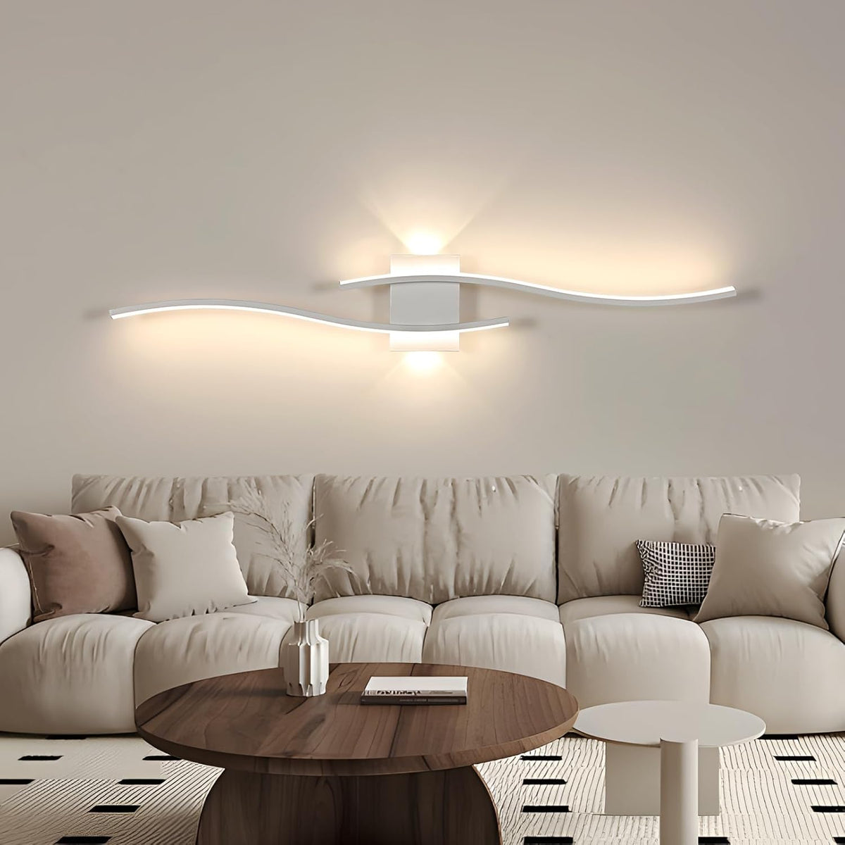 Comely LED Wandleuchte Innen, 27W 3000LM Linien Moderne LED Wandbeleuchtung, Wei? Einfache Wandlampe Innen f¨¹r Schlafzimmer, Arbeitszimmer, Schlafzimmer, Neutrales Licht 4500k