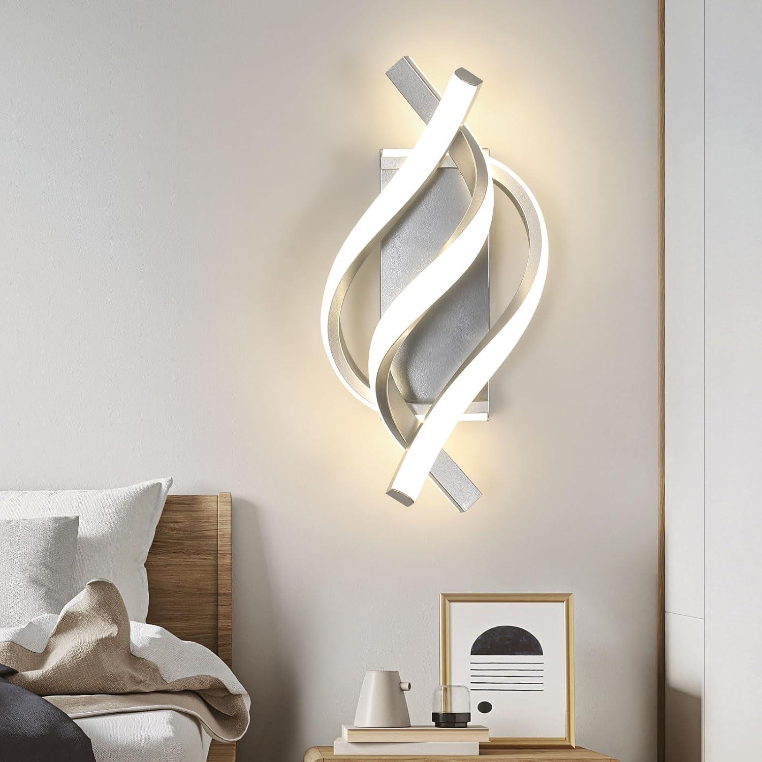 Applique - Cornice in alluminio color argento, Luce naturale