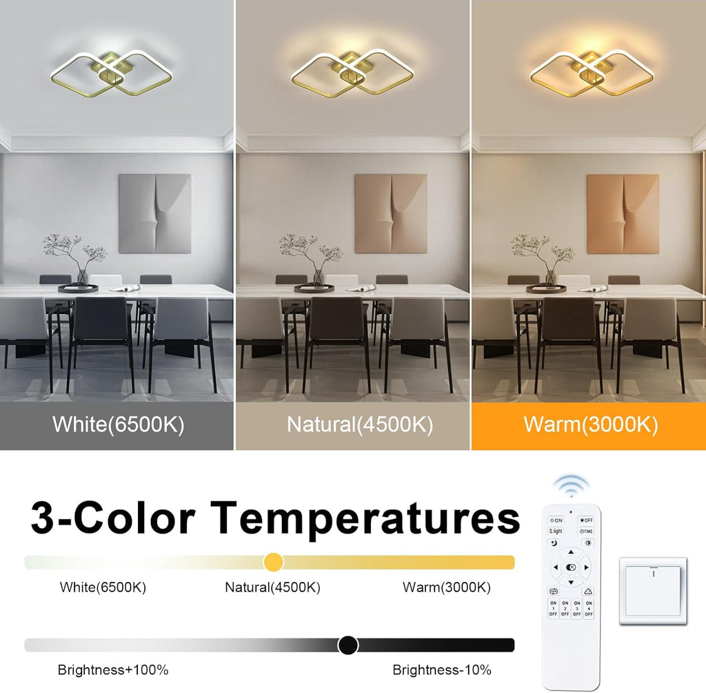 Ceiling Light - Gold Aluminium Frame, Tunable and Dimmable
