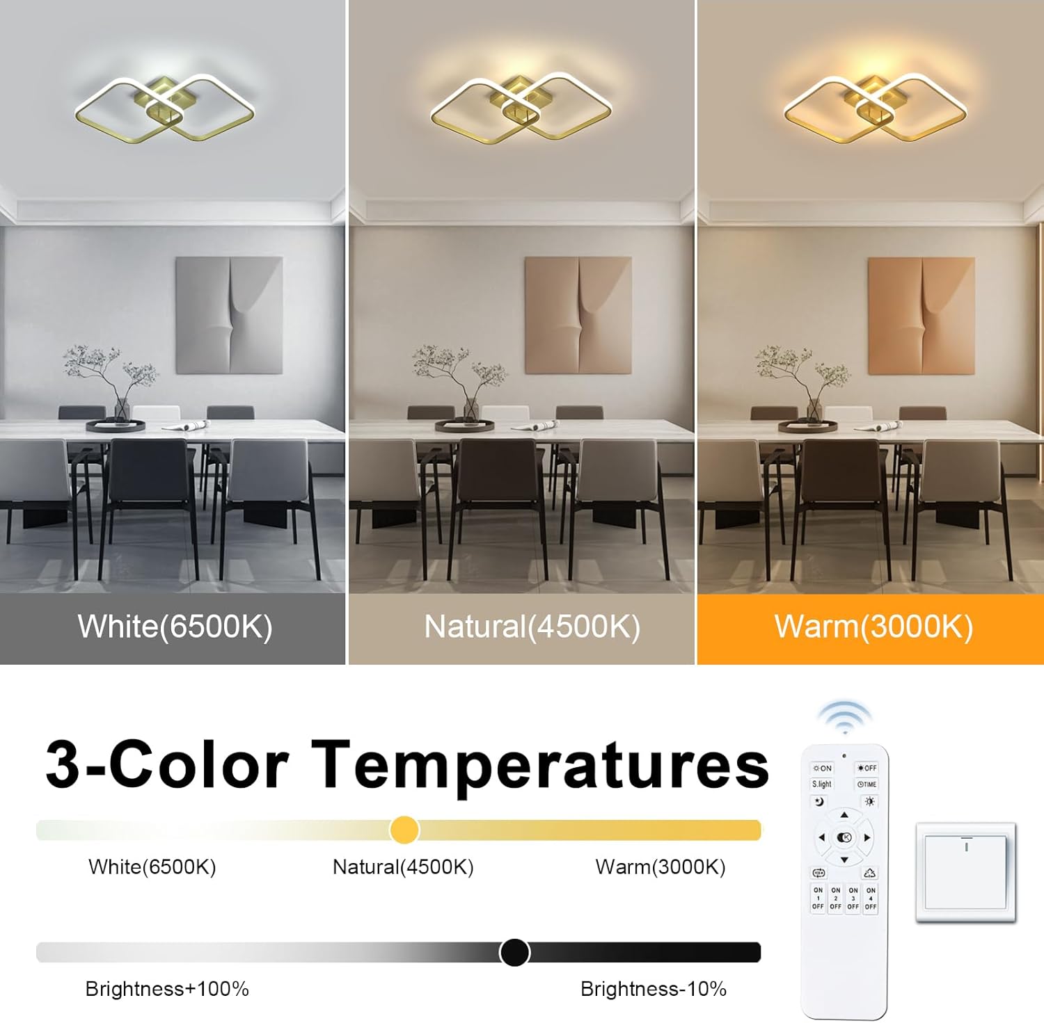 Ceiling Light - Gold Aluminium Frame, Tunable and Dimmable