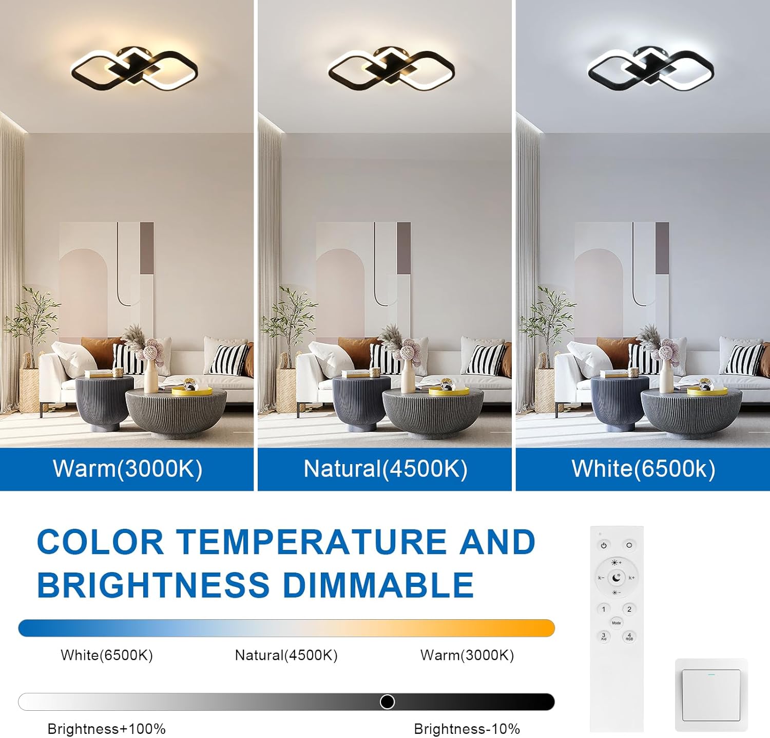 Ceiling Light - Black Acrylic Frame, Tunable and Dimmable