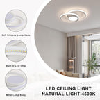 Comely Plafonnier LED, Rond Lampe de plafond 42W, Moderne Luminaire Plafonnier pour Couloir Coucher Salle de Bains Cuisine Salon, Lumière Naturelle 4500K, Longueur 40cm, Blanc