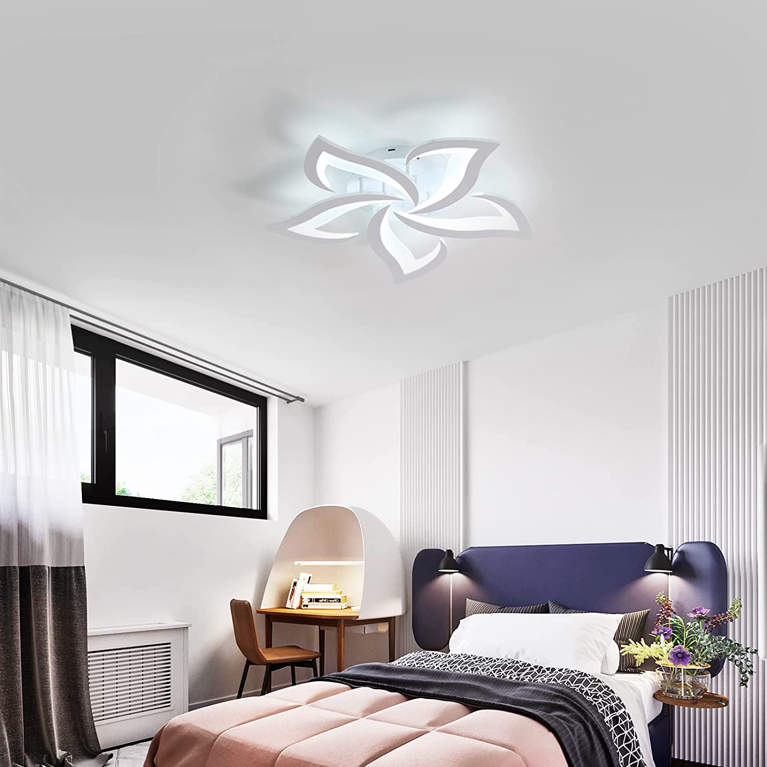 Comely Plafonnier LED, Luminaire Plafonnier 60W 6750LM, Lampe de Plafond Moderne de Pétale pour Salon Chambre Cuisine Salle à Manger, Blanc Froid 6500K, Dia 60cm