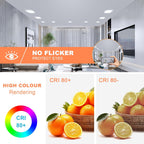 Comely - LED Recessed Downlight, 230V, Flat, 120mm, 6 Units, Cool White Spotlight, 6500K, 18W, 1170 lm, for Bathroom, Living Room, Kitchen, White