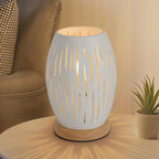 Comely Lampe de Table de Chevet pour Salon de Chambre, Blanc Base de Cage Métal Moderne en Bois E27 Petite Lumière Décorative Latérale d'intérieur (Ampoule Non Incluse) (Classe énergétique E