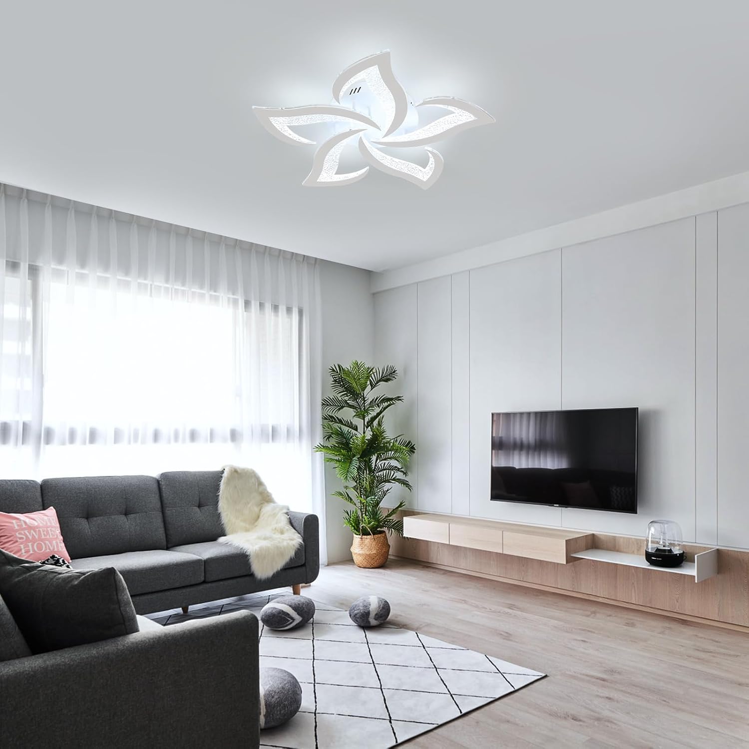 Ceiling Light - White Acrylic Frame, White Light