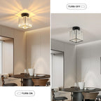Comely Black Square Crystal Ceiling Light, Modern LED Ceiling Light with E27 Socket for Living Room, Bedroom, and Kitchen