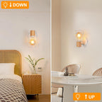 Comely Applique Murale Interieur Vintage, Réglable 180° Moderne Lampe Murale en Bois Métal, Rétro E27 Luminaire Applique Interieur pour Chambre Couloir Salon Cuisine, Blanc