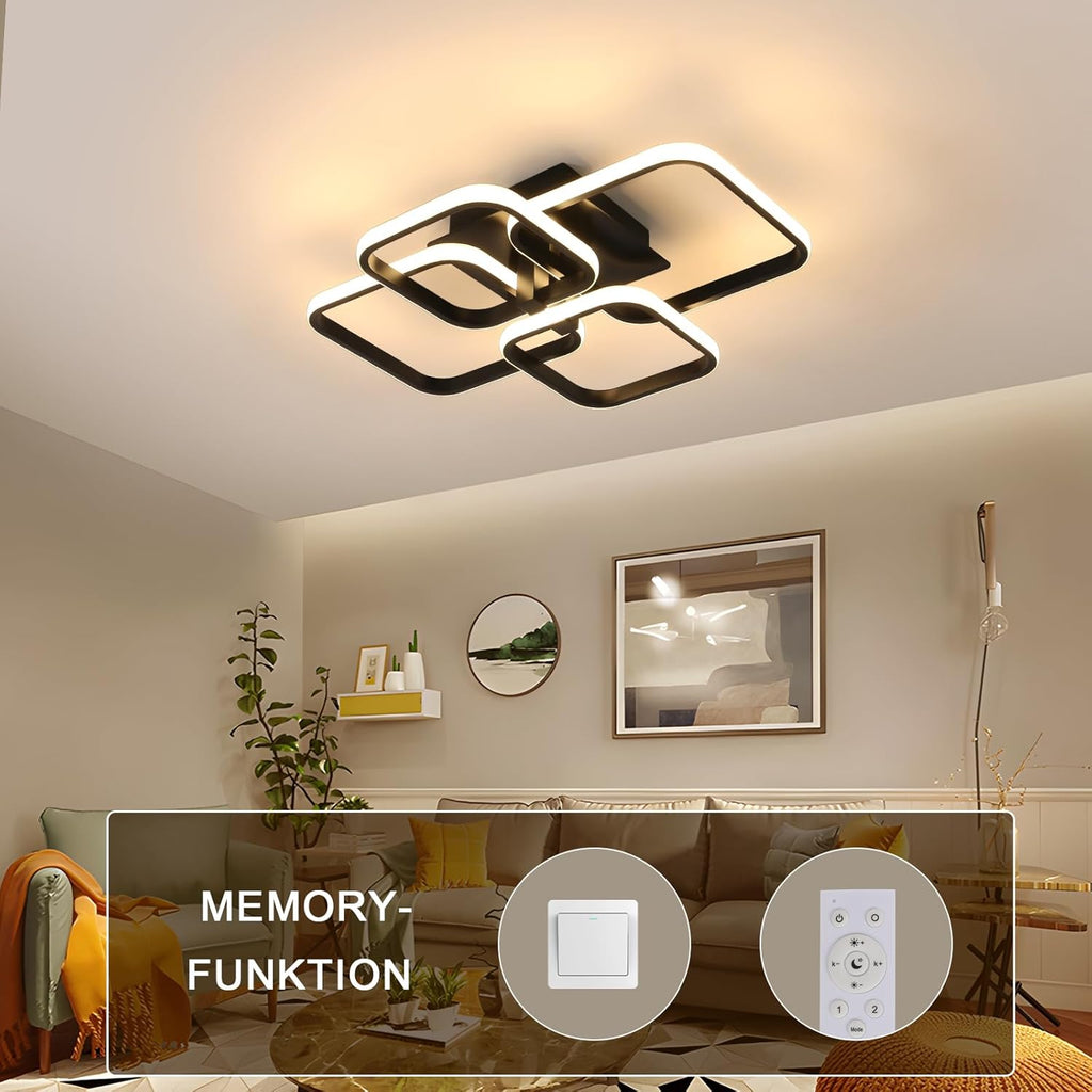 Ceiling Light - Black Aluminium Frame, Tunable and Dimmable