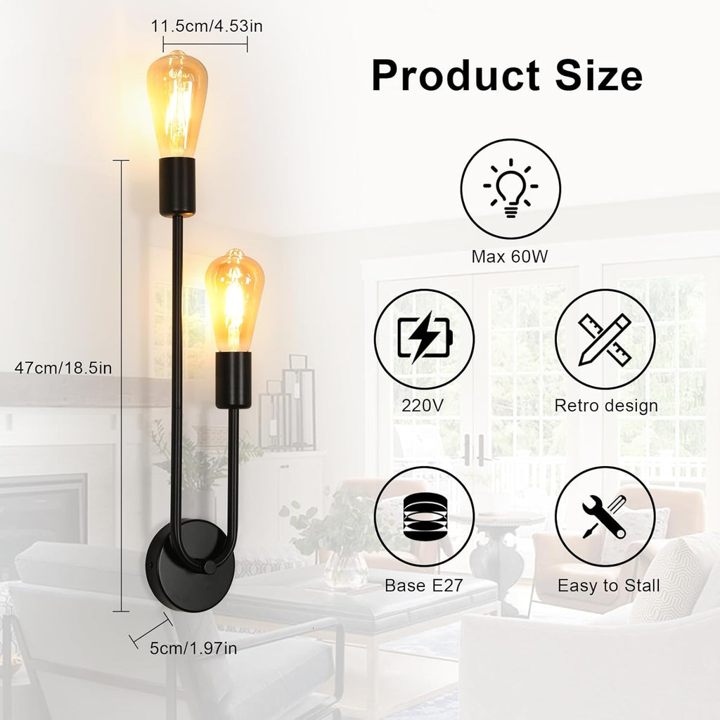 Wall Light - Black Metal Frame