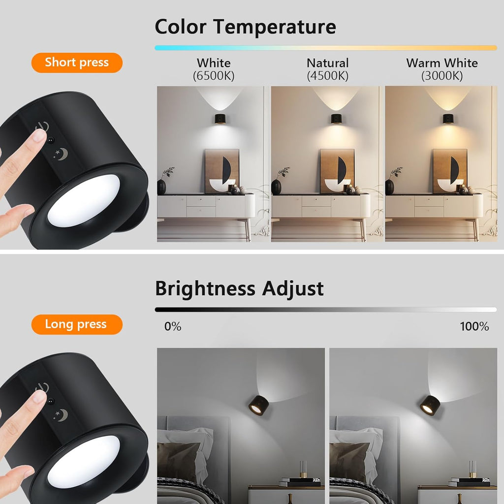 Wall Light - Black Plastic Frame, Tunable and Dimmable