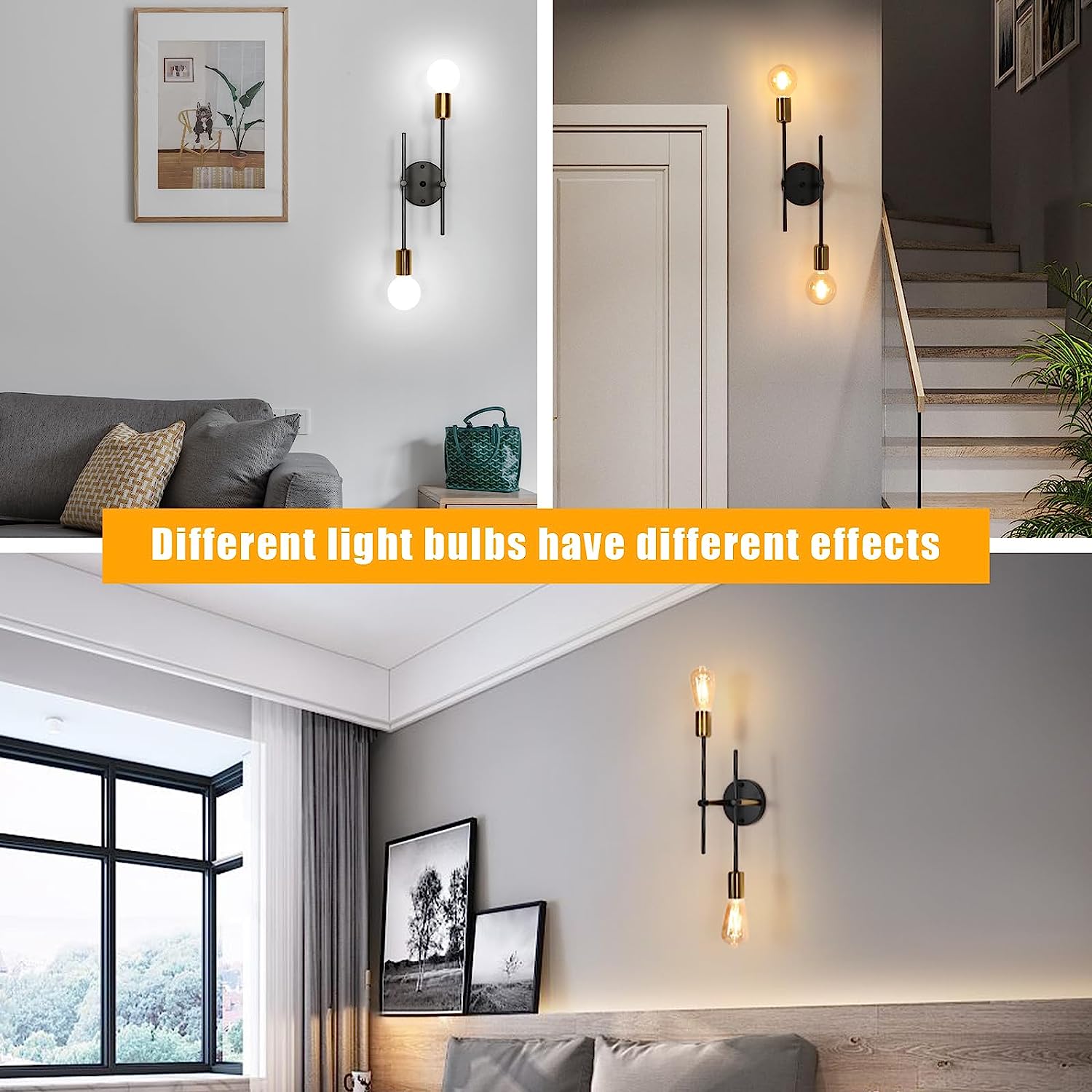 Ceiling Light - Black & Gold Metal Frame