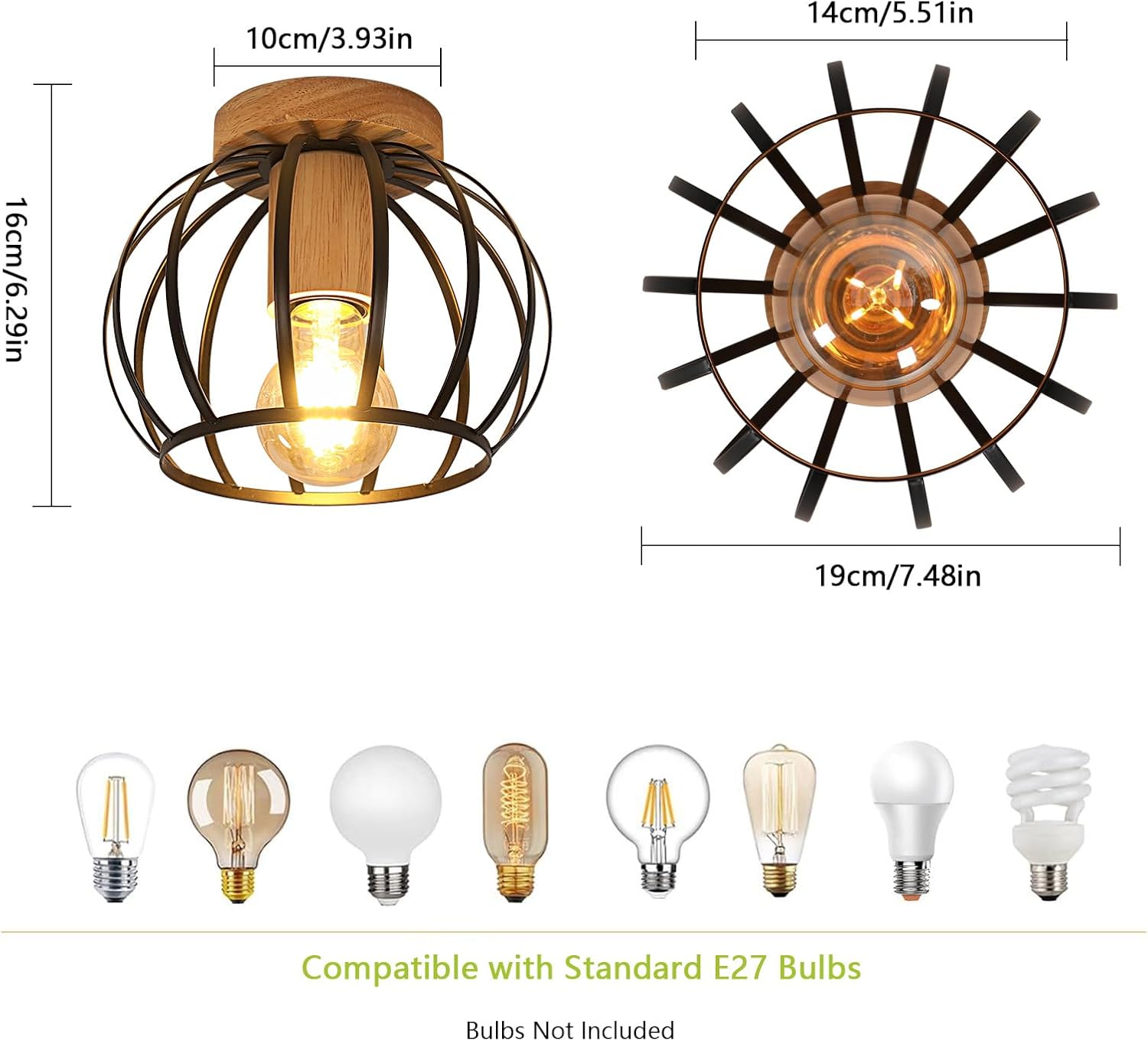 Ceiling Light - Black Metal Frame