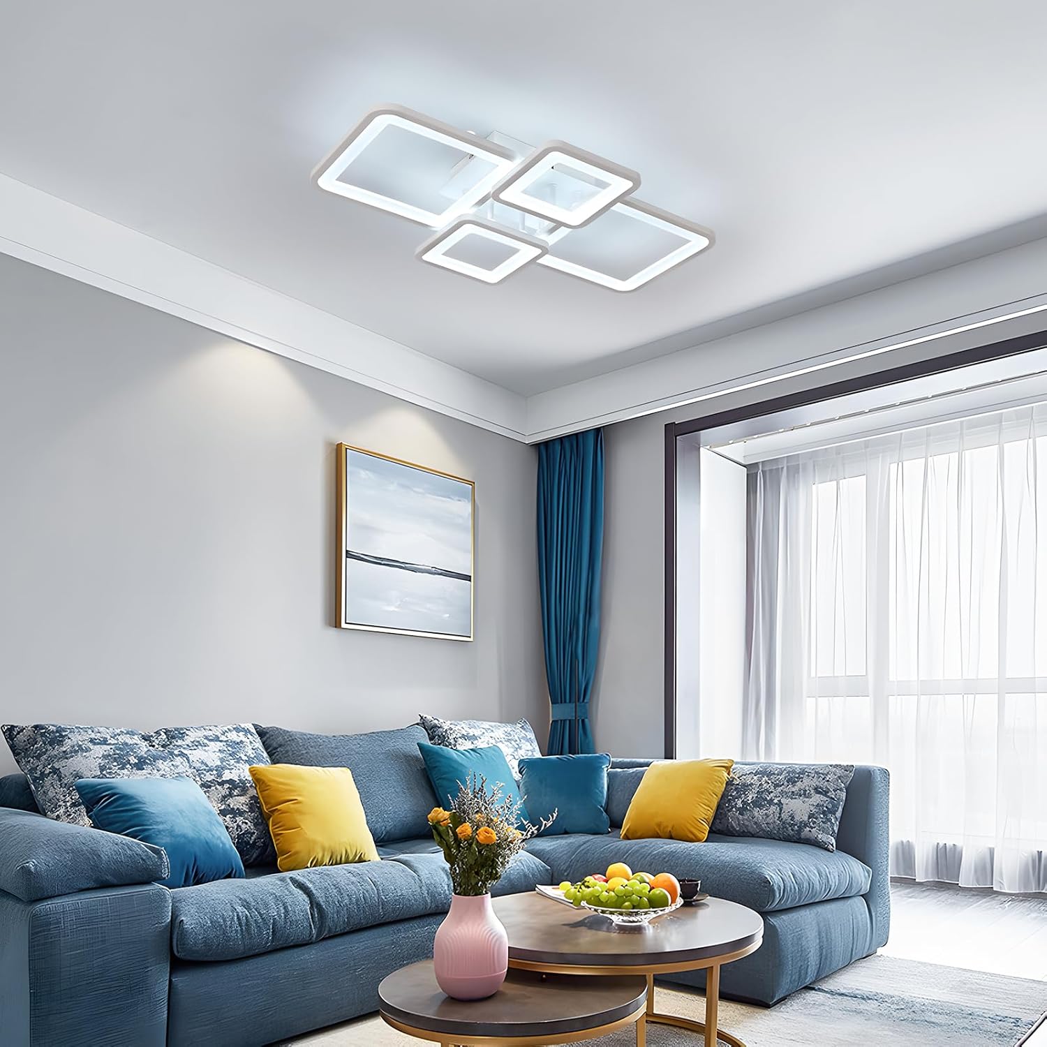 Ceiling Light - White Acrylic Frame, Tunable and Dimmable