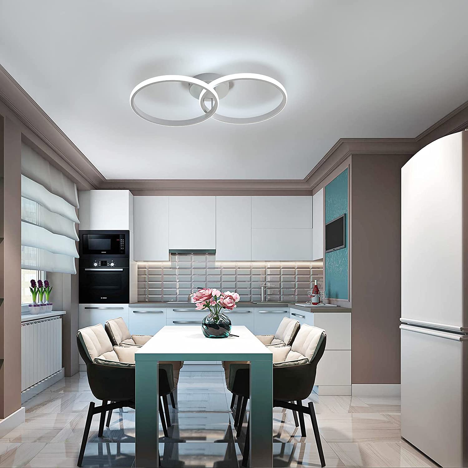 Ceiling Light - White Aluminium Frame, White Light
