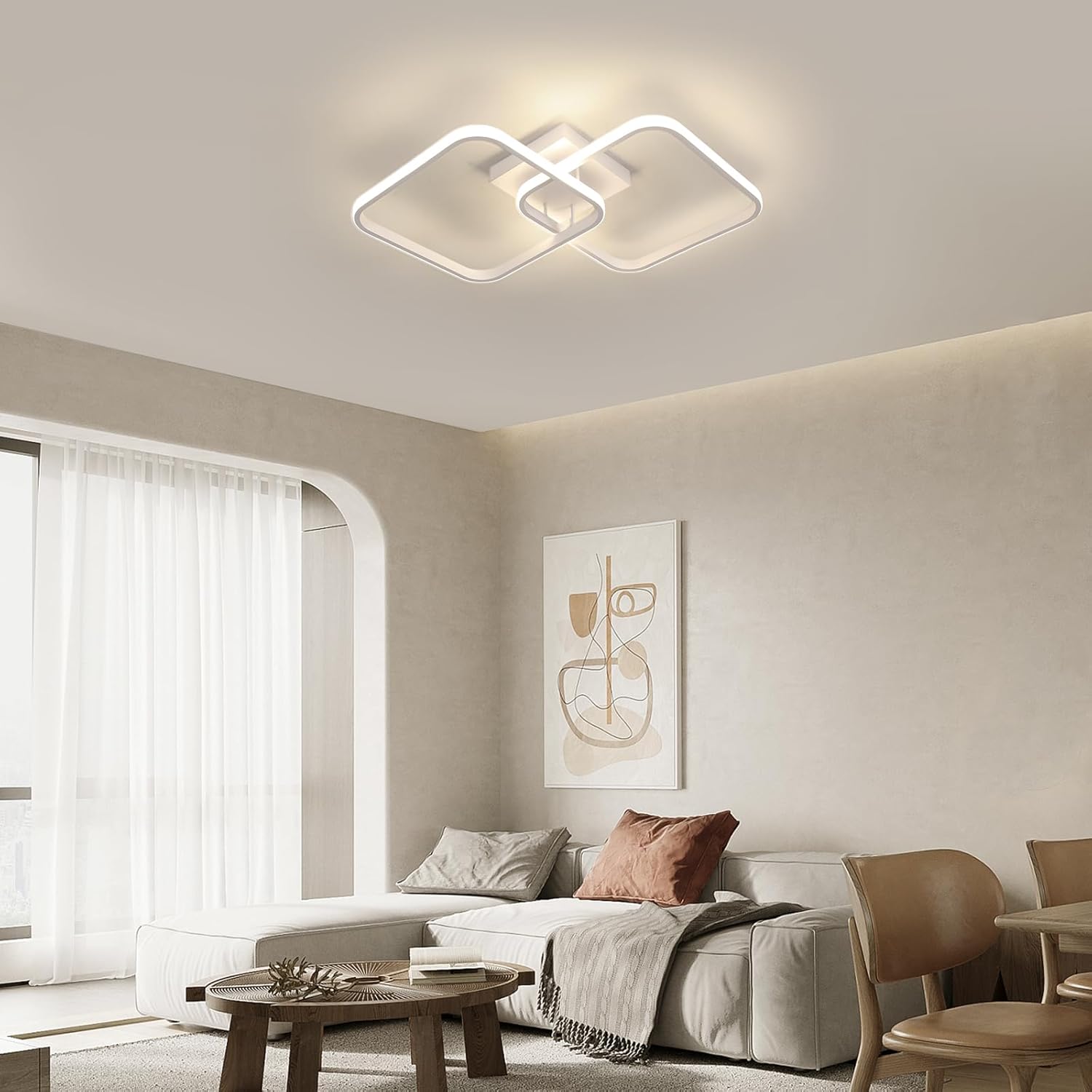 Ceiling Light - White Aluminium Frame, Natural Light