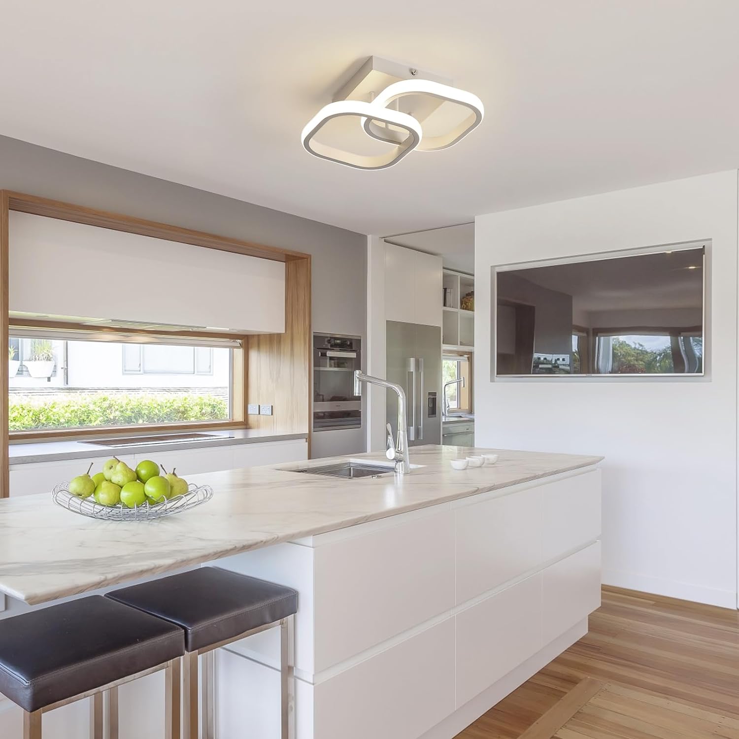 Ceiling Light - White Aluminium Frame, Natural Light