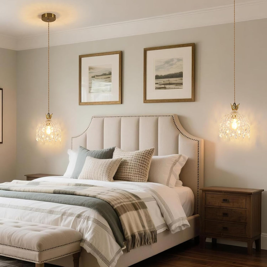 Chandeliers - Gold Glass Frame, Warm Light