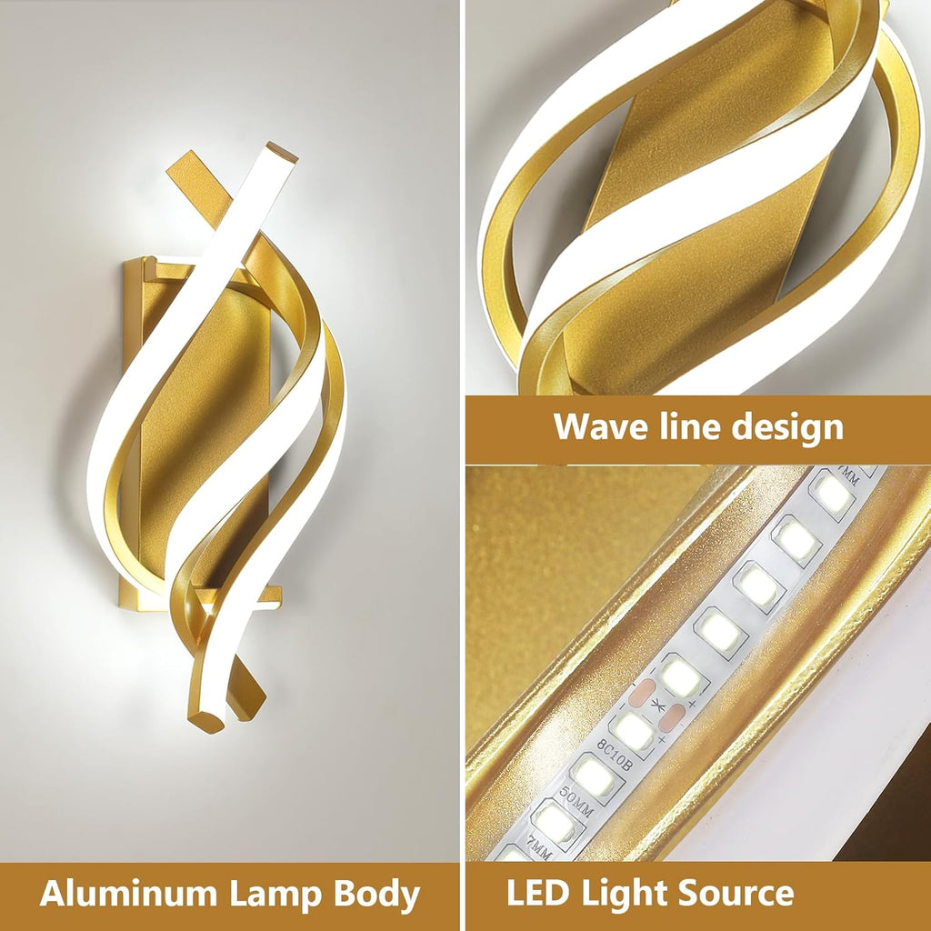Applique - Telaio in alluminio oro, Luce bianca