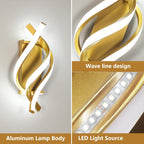 Applique - Telaio in alluminio oro, Luce bianca