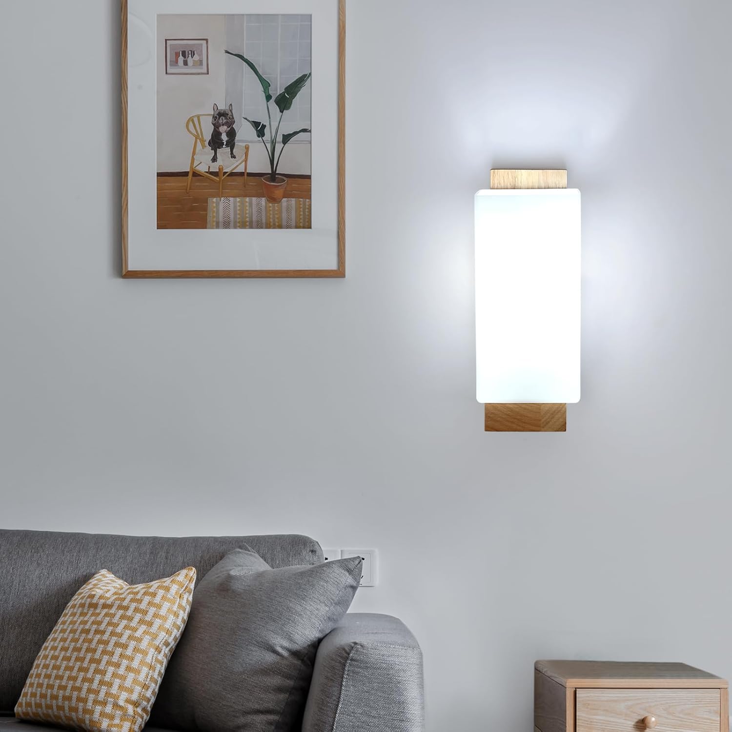 Wall Light - Wood Glass Frame, Tunable
