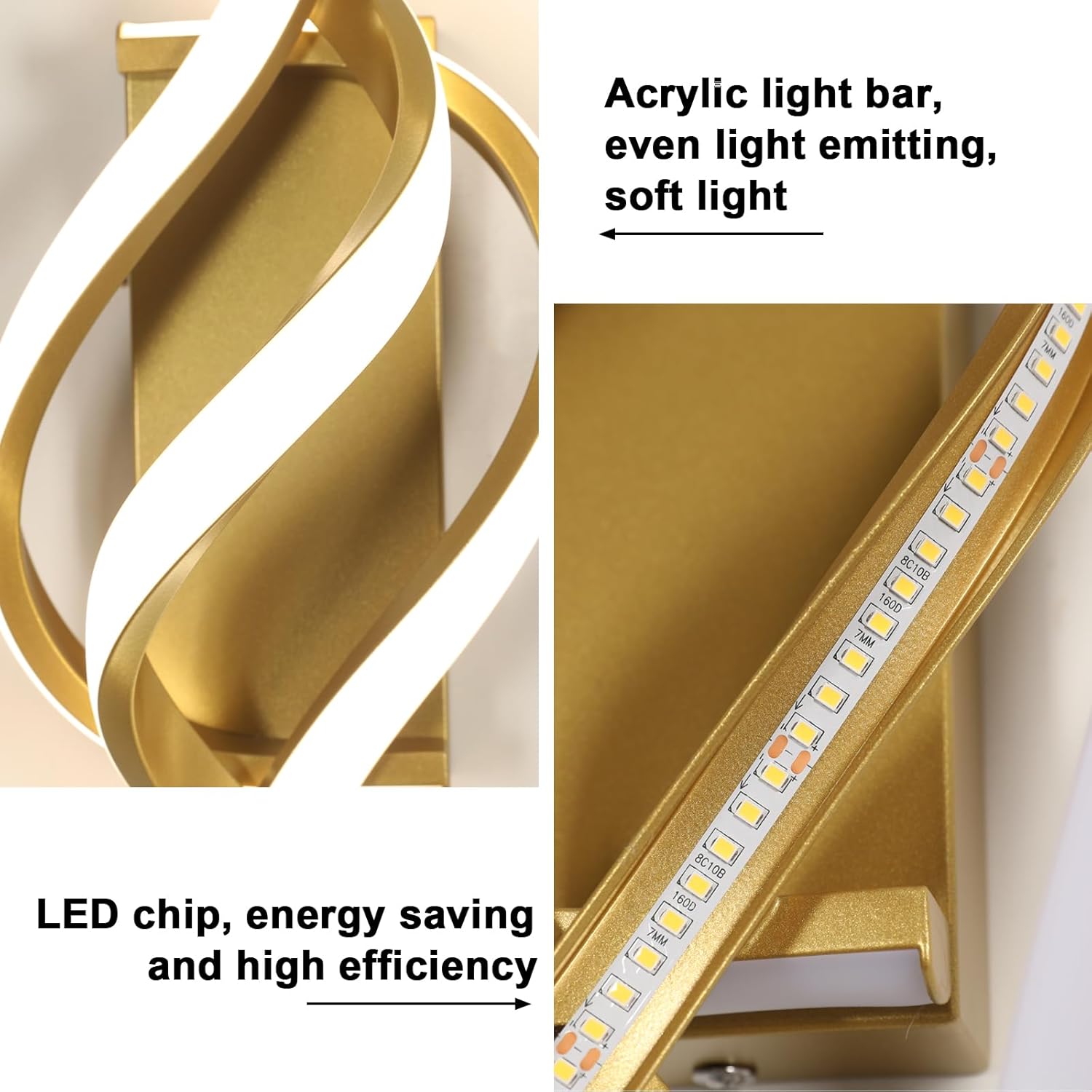 Applique - Struttura in alluminio oro, luce naturale
