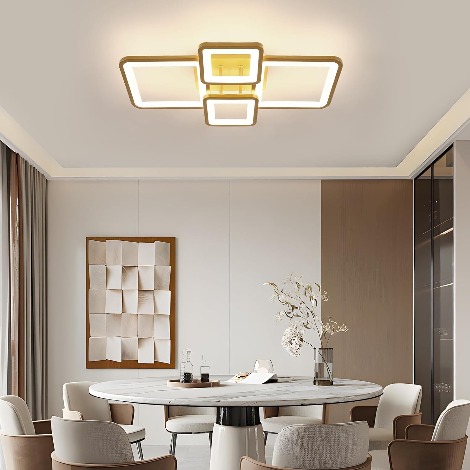 Ceiling Light - Gold Acrylic Frame, Tunable and Dimmable