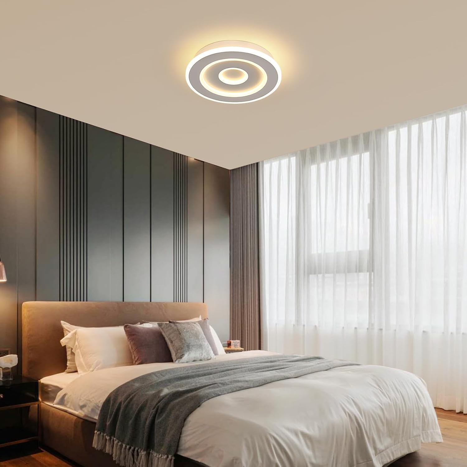 Comely Plafonnier LED Rond Moderne, 28W 28cm Lampe de Plafond LED, Blanc Luminaire Plafonnier Intérieur pour Chambre à Coucher, Salon, Couloir, Lumière Chaude 3000K