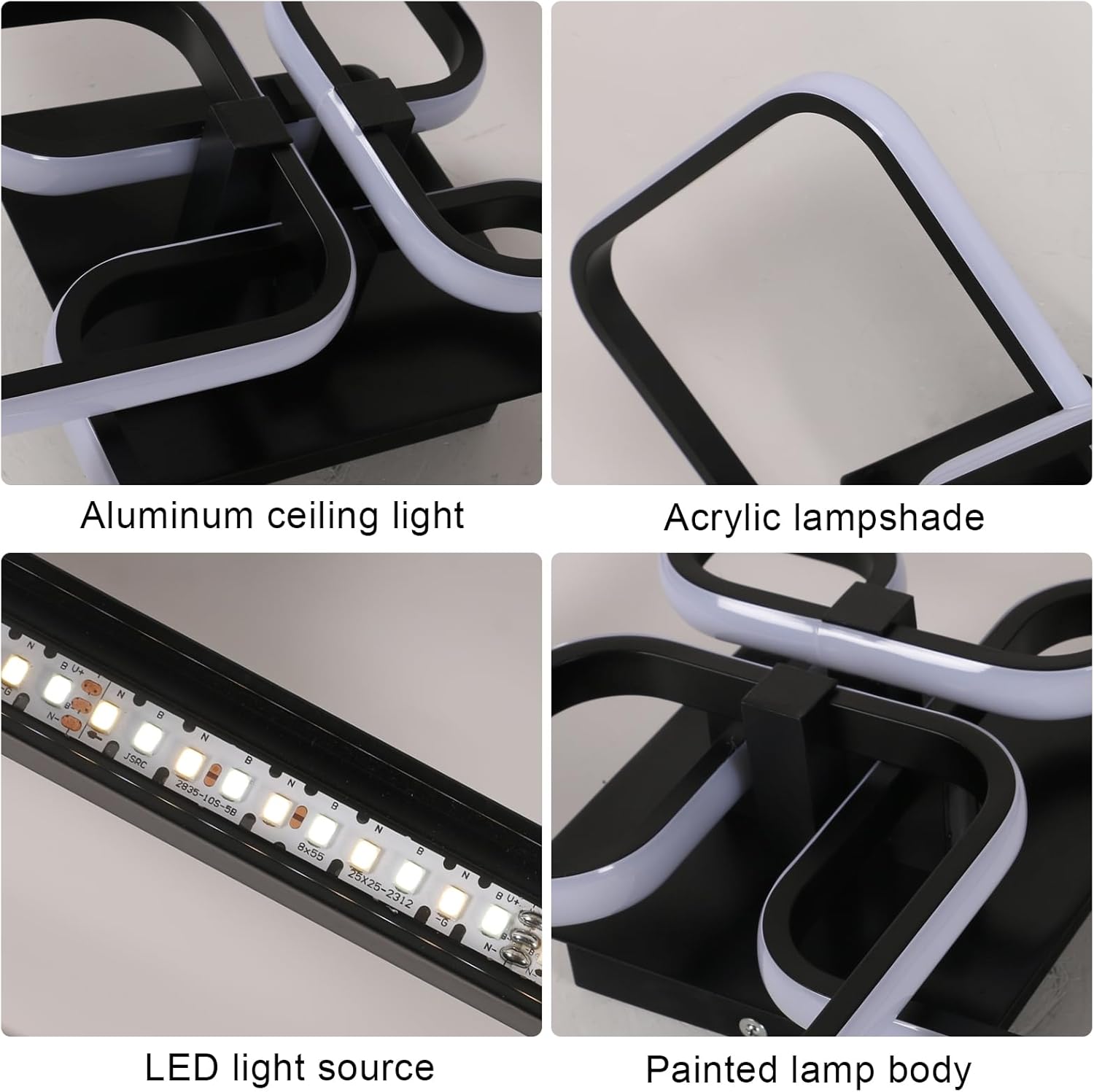 Ceiling Light - Black Aluminium Frame, Tunable and Dimmable