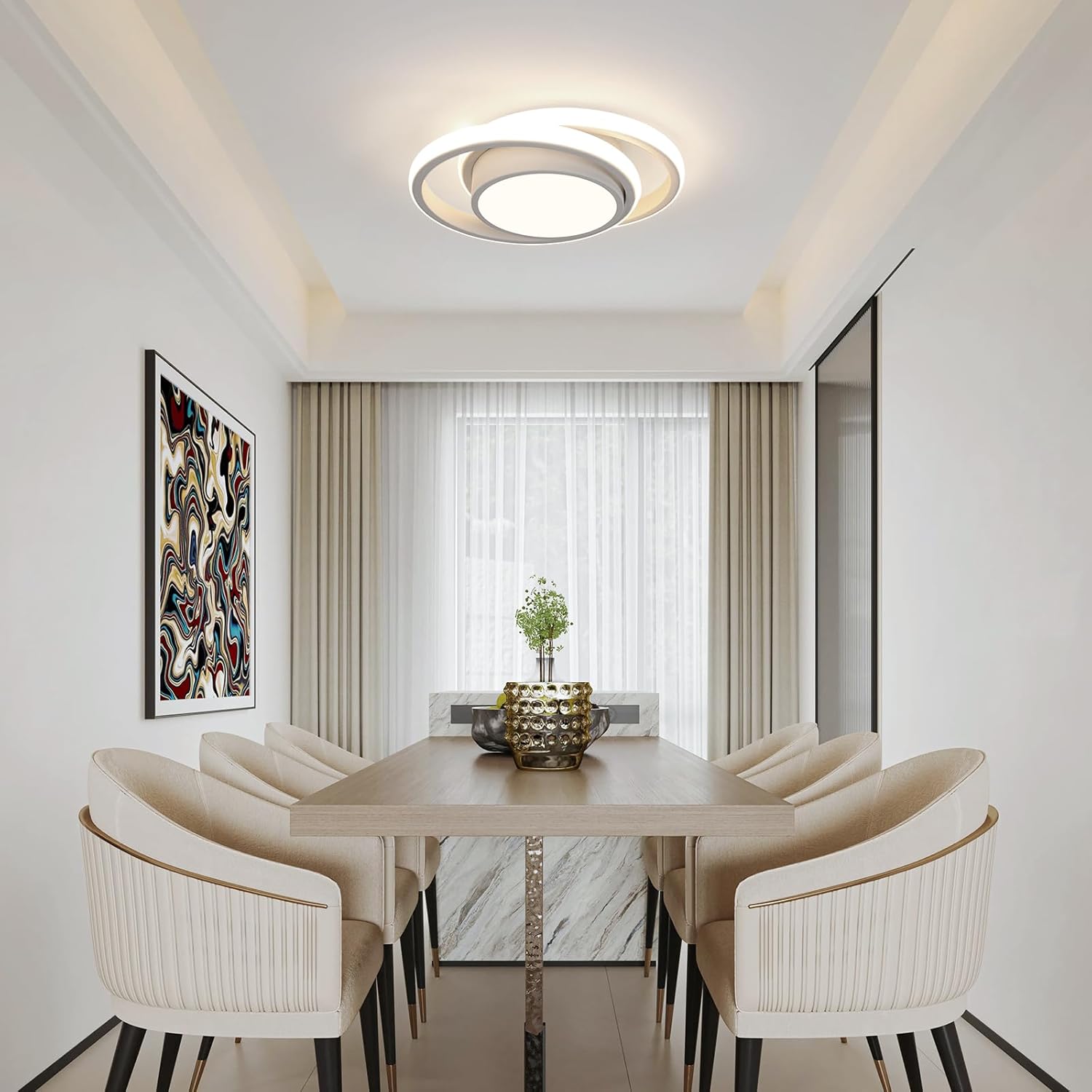 Ceiling Light - White Aluminium Frame, Natural Light