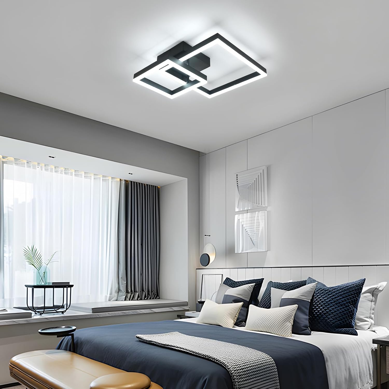 Ceiling Light - Black Acrylic Frame, White Light