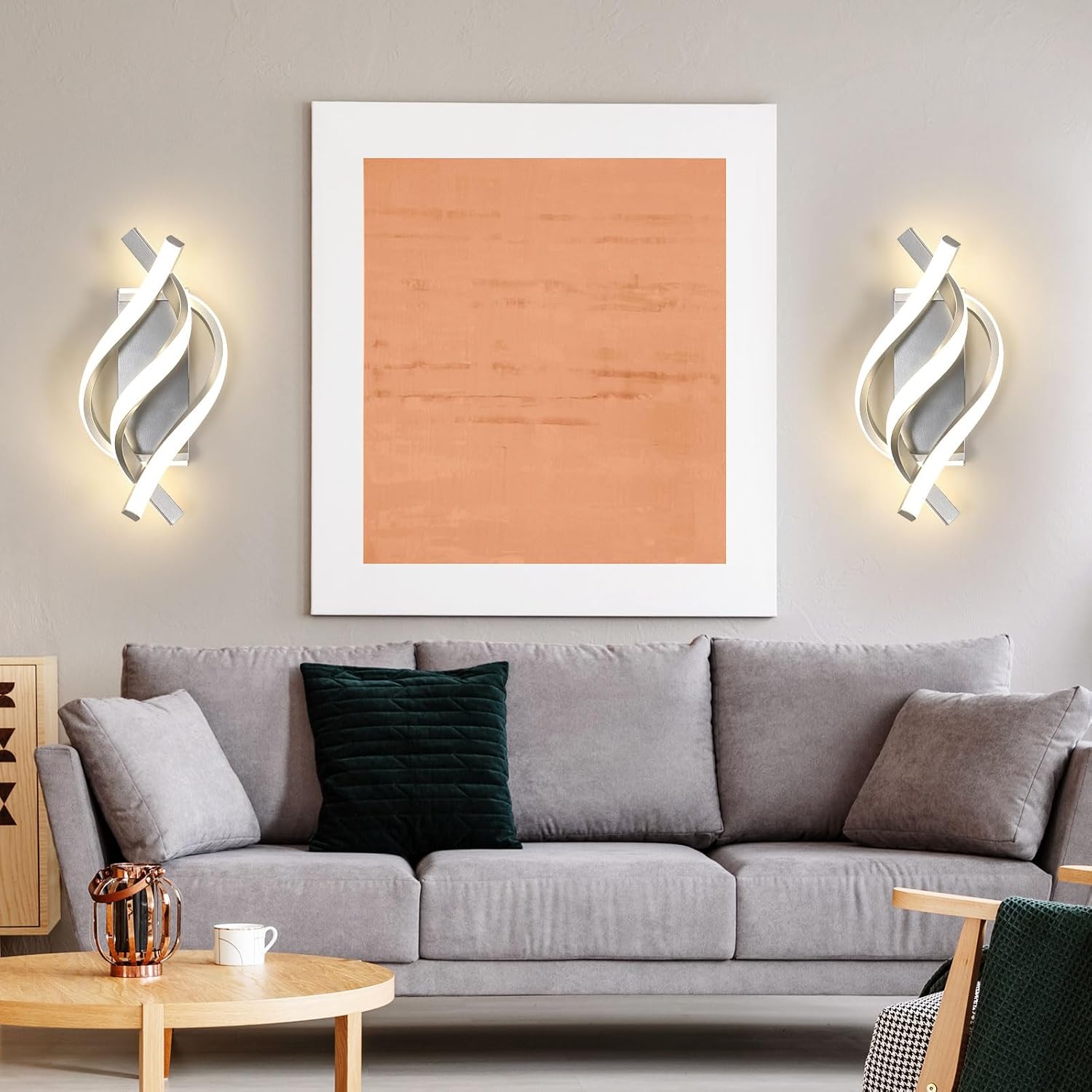 Applique - Cornice in alluminio color argento, Luce naturale