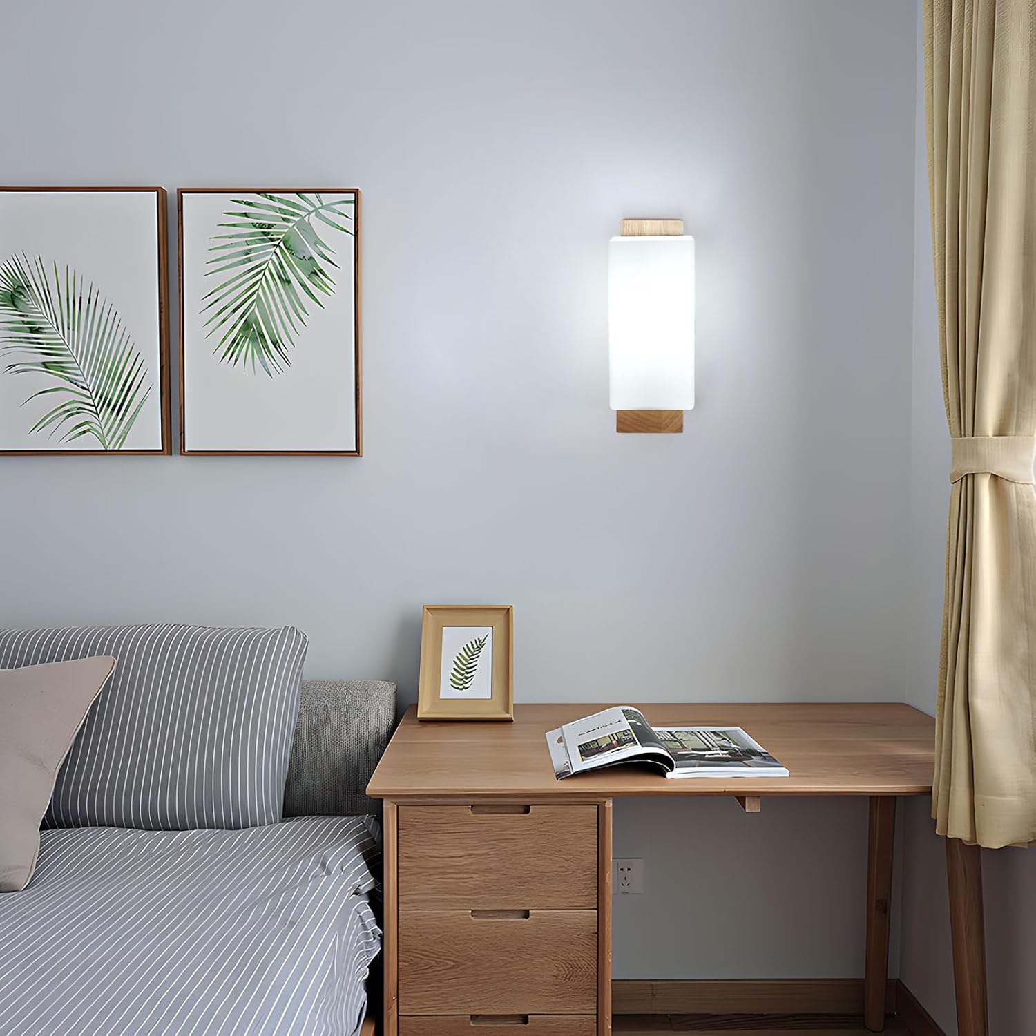 Wall Light - Wood Glass Frame, Tunable