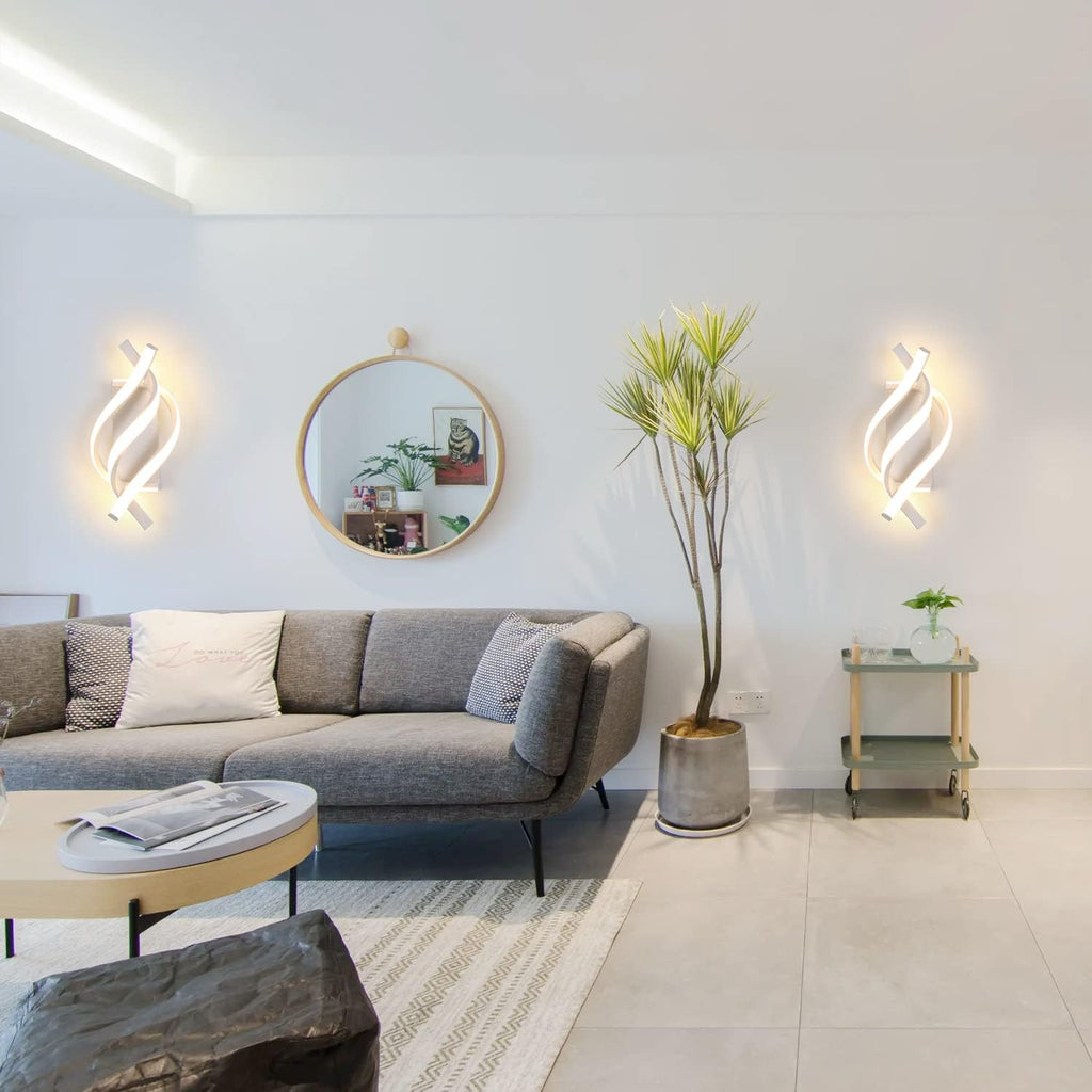 Applique da parete - Telaio in alluminio bianco, Luce calda